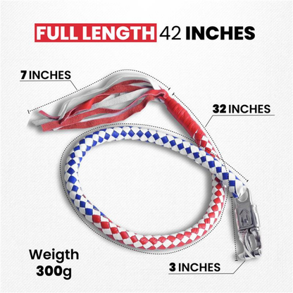 Ride with Pride: Falcon suede’s 42" Red, White, and Blue Biker Motorcycle Leather Whip