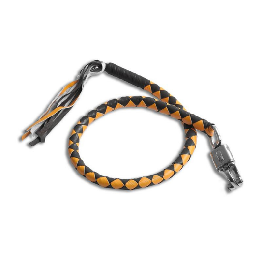 Ride in Style with Falcon suede : 42" Black & Yellow Biker Motorcycle Leather Whip